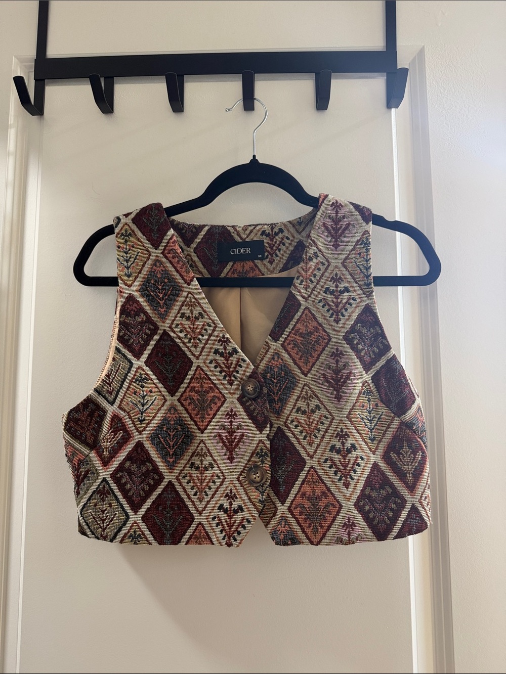 Cider Burgundy Multi Tapestry Crop Vest